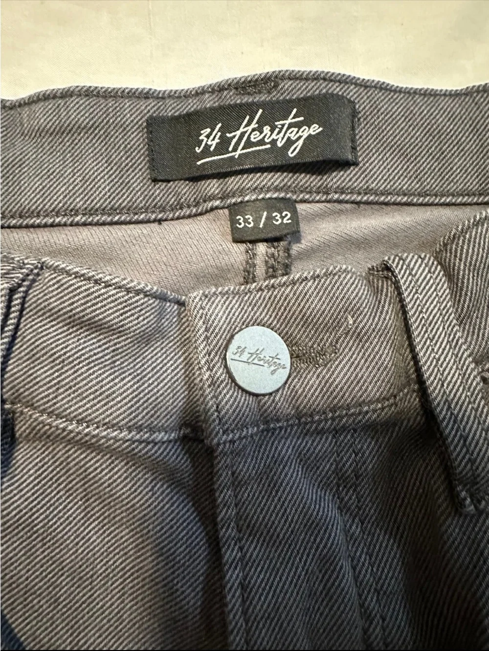 34 Heritage Charisma Classic Gray Jeans 33x32